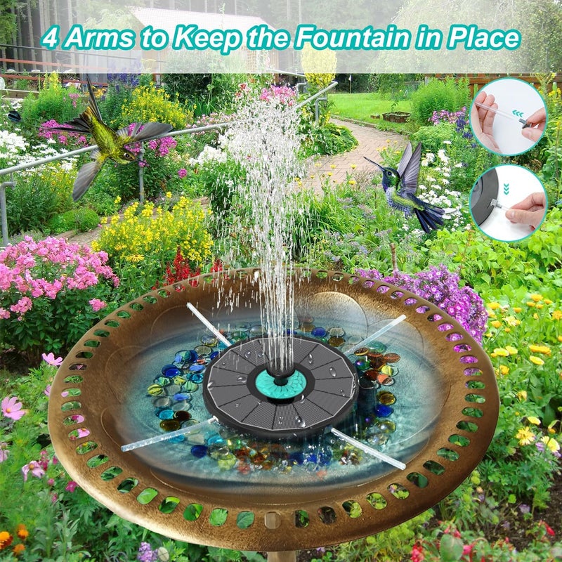 GAIZERL Solar Fountain with Cyan Flower - Attract Birds - Upgrade 3.5W Solar Bird Bath Fountains, Solar Powered Water Feature Fountain Pump with 7 Nozzles for Hummingbirds, Garden, Pool, and Pond - Image 4